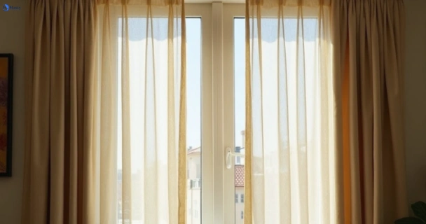 Dull dusty drapes in westlake before professional cleaning